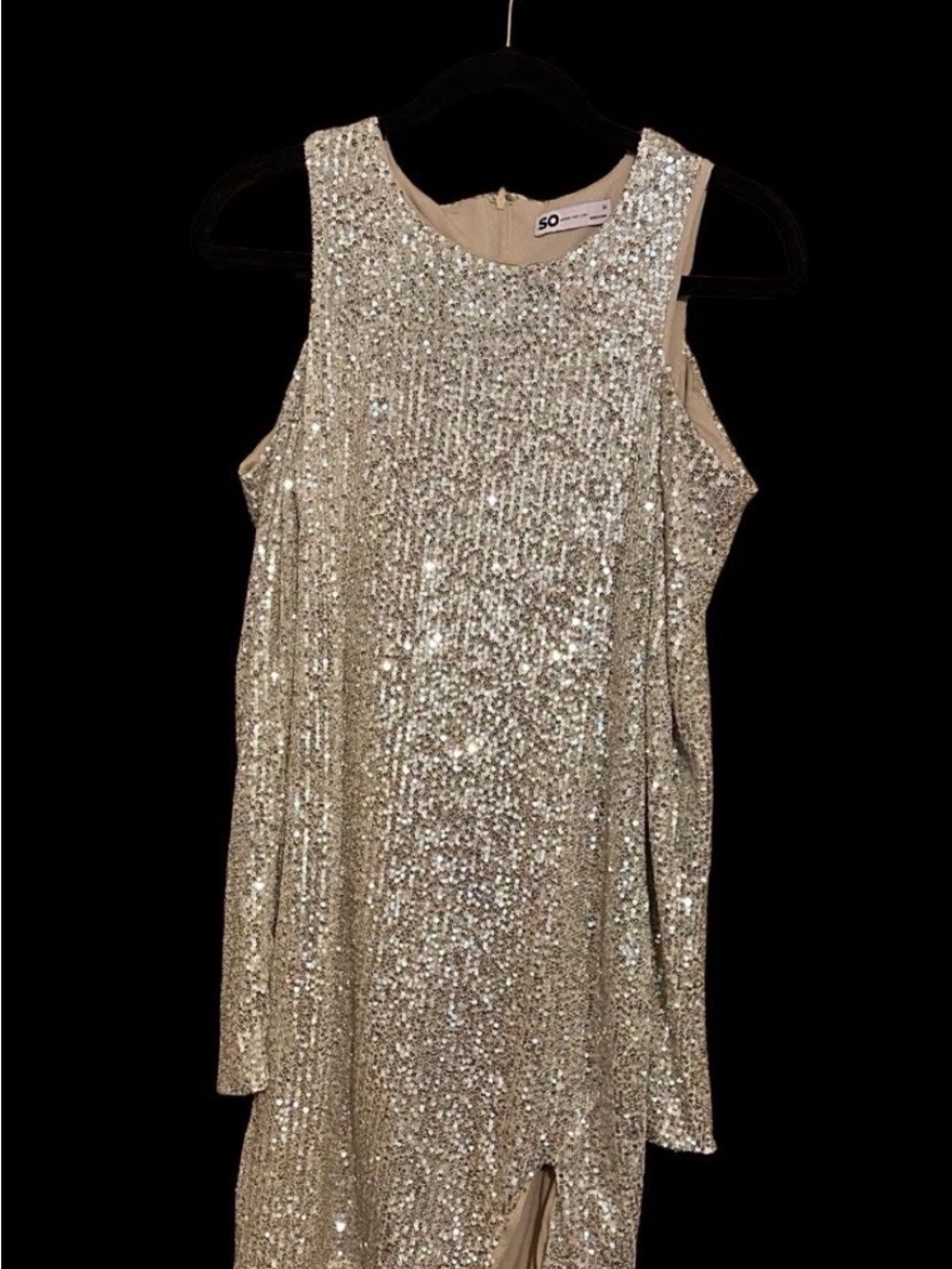 SO Sequin Sleeveless Prom Dress in Gold